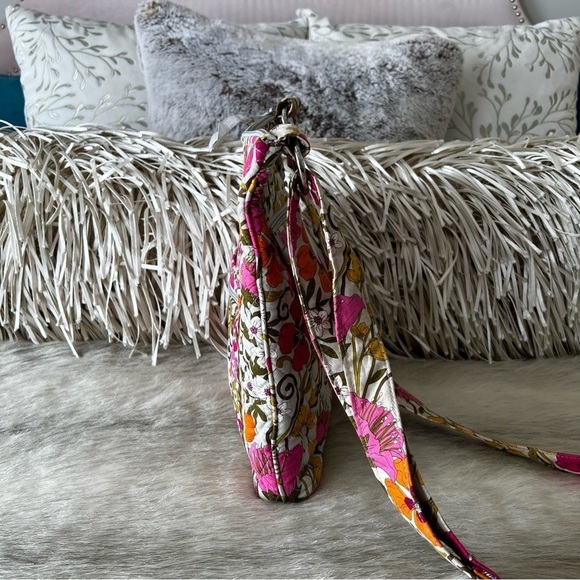 VERA BRADLEY Tea Garden Zipper Hipster Crossbody 2012 Cream Pink Orange Floral - Picture 11 of 16